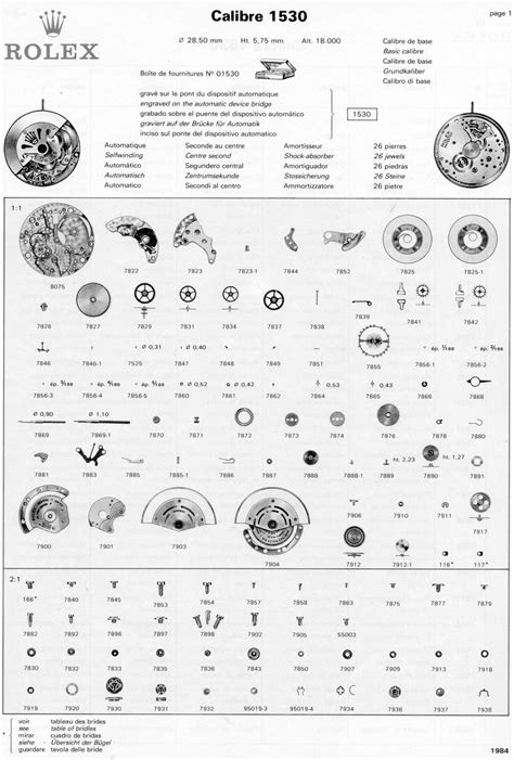 rolex 2125 parts list|rolex 1530 parts.